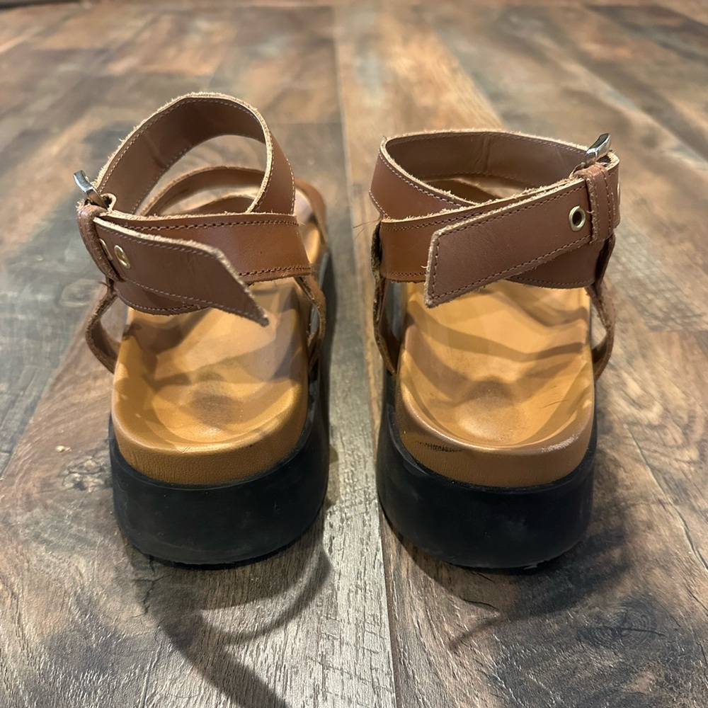 & OTHER STORIES Brown Leather Strappy Chunky Platform Sandals - Picture 6 of 9